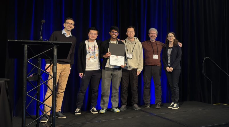 Second from left, Enze Alex Liu, Sumanth Rao, Ye Shu, Geoffrey M. Voelker. IEEE presenters on both ends.